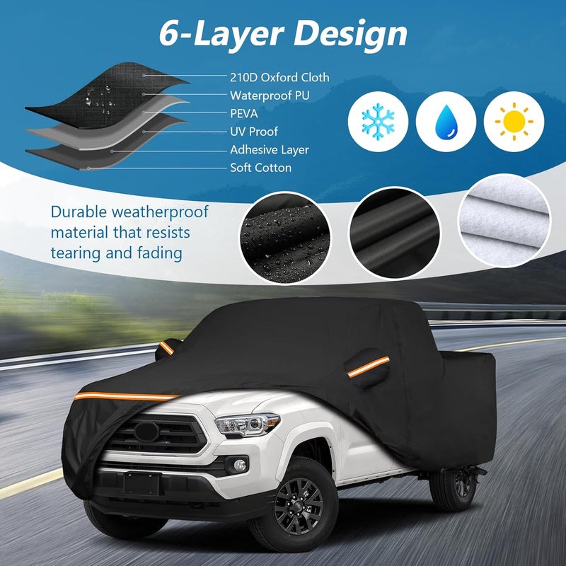 BIGACOVER Truck Cover Fit Toyota Tacoma (2016-2025) Access Cab/Double Cab, Waterproof 420D Oxford Cloth Cover Outdoor Full Car Covers with Zipper Windproof Heavy Duty All Weather - Image 2